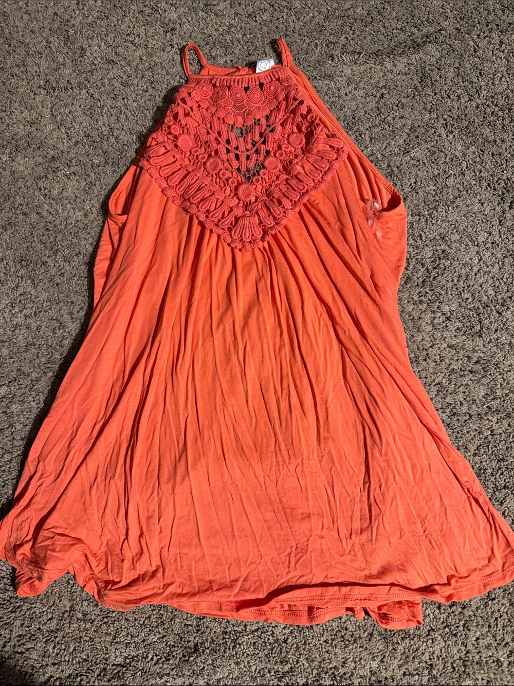 Crochet Halter Camisole in Bright Orange